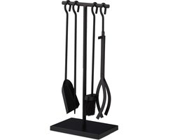 haardset 5-delig - haardtang - haardstel - open haard gereedschap zwart