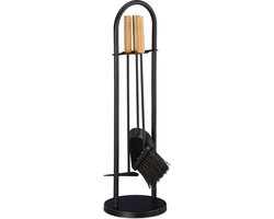 haardset - modern - 4-delig - staal - schep - bezem - asschuiver - haardstel