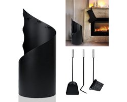 Haardset - Openhaard gereedschap - Haard onderhoud - Hittebestendig materiaal - 56 cm hoog - Zwart