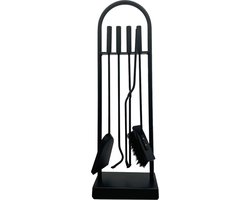 Haardset zwart - haardstel 5-delig - openhaard gereedschap - houtkachel