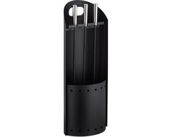 haardstel modern - 4-delig - staal - met schep, bezem, pook en houder - open haard