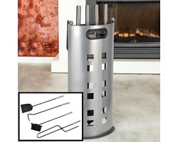 Haardstel Set - Modern - Vijfdelig - Haardset Houder - Borstel - Pook - Schep - Bezem - Open Haard / Houtkachel Set