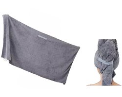 Haarhanddoek - Microvezel Handdoek voor Haar - Haar Badhanddoeken - Sneldrogend - Haarhanddoek - Hoofdhanddoek - Sneldrogende - Snel Drogend - Sneldrogende handdoek - Haartulband - Haar handdoek - Grijs