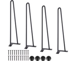 Haarspeld Meubelpoten, 482,6mm, DIY Metaal Tafelpoten voor Nachttafels en Salontafels, 226,8 kg Draagvermogen, Duurzaam met Rubber Vloerbeschermers, Set van 4