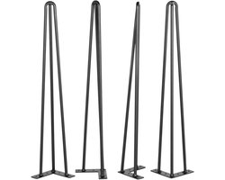 Haarspeldvormige tafelpoten 55-9 cm zwart set van 4 bureaupoten elk 99-8 kg draagvermogen Haarspeldvormige bureaupoten met 3 stangen voor bank- bureau- eettafel- bijzettafel en stoelen Koolstofstaal DIY tafelpoten Zware meubelpoten