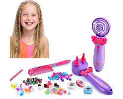 Haarversieringstool voor meisjes - Automatische twisterkit met 3 stylingstanden - Kralen- en draadversiering voor het toevoegen van leuke accenten aan meisjesvlechten - Creatieve doe-het-zelf accessoiremaker