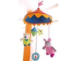 Haba Mobiel Manege Vrij! Voor boven de wieg of commode - met rammelaar, belletje en spiegelfolie