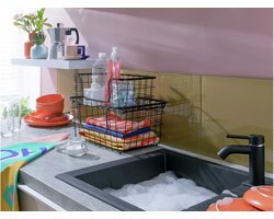 Habitat 2 metalen manden met labelgleuf - Zwart