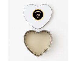 Hacebo® - 20 jaar koektrommel hart - iemand die 20 jaar is geworden of 20 jaar lang een relatie hebben of getrouwd zijn - koekblik – koektrommels – bewaarblik - snoeptrommel - verjaardagscadeau - verjaardag - koek trommel - 15 x 15 CM