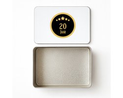 Hacebo® - 20 jaar koektrommel rechthoekig - iemand die 20 jaar is geworden of 20 jaar lang een relatie hebben of getrouwd zijn - koekblik – koektrommels – bewaarblik - snoeptrommel - verjaardagscadeau - koek trommel - 20 x 13 CM