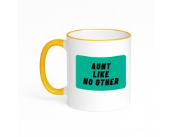 Hacebo® - aunt like no other koffiebeker met gekleurde rand goudgeel - Tante - geweldige tante - thee mok - koffie beker - niemand anders - verjaardag - cadeau - kado - bedankje - geschenk - koffiemok - 330 ML