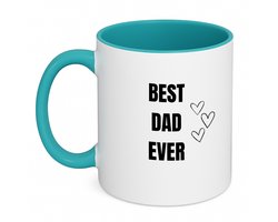 Hacebo® - Best Dad Ever koffiebeker turquoise - Vader - Papa - thee mok - koffie beker - Vaderdag - cadeau - verjaardag - Opa - koffiemok - 350 ML inhoud