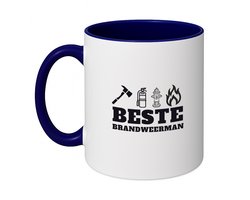 Hacebo® - Beste brandweerman koffiebeker donker blauw - Beste brandweerman - collega - thee mok - koffie beker - cadeau - koffiemok - 350 ML inhoud