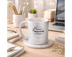 Hacebo® - beste meester dat ben ik dus koffiebeker glitter zilver - Meester - leraar - thee mok - koffie beker - collega's - verjaardag - afscheidscadeau - geschenk - leuke cadeau - kado - koffiemok - 350 ML inhoud