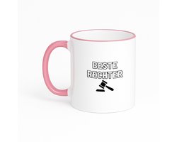 Hacebo® - Beste rechter koffiebeker met gekleurde rand roze - Advocaat - Familie vrienden - thee mok - koffie beker - Cadeau - koffiemok - 330 ML