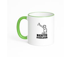 Hacebo® - Beste schilder koffiebeker met gekleurde rand groen - Schilder - cadeau schilder - thee mok - koffie beker - leuk cadeau voor je schilder om te geven - verjaardag schilder - koffiemok - 330 ML