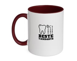 Hacebo® - Beste tandarts koffiebeker bordeaux - Tandarts - cadeau tandarts - thee mok - koffie beker - leuk cadeau voor je tandarts om te geven - verjaardag tandarts - koffiemok - 350 ML inhoud