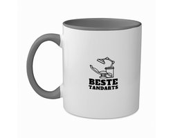 Hacebo® - Beste tandarts koffiebeker grijs - Tandarts - beste tandarts - thee mok - koffie beker - leuk cadeau voor je tandarts om te geven - verjaardag tandarts - koffiemok - 350 ML inhoud