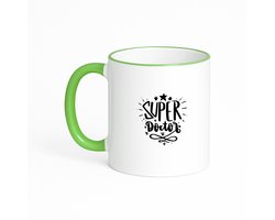 Hacebo® - Dokter koffiebeker met gekleurde rand groen - Dokter - Dokter Arts Verpleegkundige - thee mok - koffie beker - Verpleegkundige - dankjewel - Ziekenhuis - Verpleegster - koffiemok - 330 ML