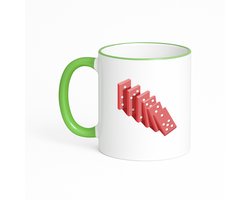 Hacebo® - Domino koffiebeker met gekleurde rand groen - Kind - kinderen - thee mok - koffie beker - Speelgoed - spelletje - leren tellen - koffiemok - 330 ML