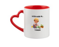 Hacebo® - Later word ik tuinman koffiebeker met hart oor rood - Tuinders - thee mok - koffie beker - Tuinier - tuinman - tuin - de beste tuinman ooit - Werk - de beste tuinman - tuinman - hovenier - werken met plant - koffiemok - 330 ML