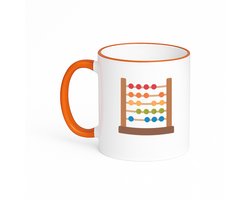 Hacebo® - Leren rekenen koffiebeker met gekleurde rand oranje - Kind - Kinderen - thee mok - koffie beker - Telraam - leren tellen - wiskunde - koffiemok - 330 ML