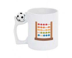 Hacebo® - Leren rekenen koffiebeker met voetbal wit - Kind - Kinderen - thee mok - koffie beker - Telraam - leren tellen - wiskunde - koffiemok - 330 ML
