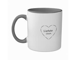 Hacebo® - liefste oma koffiebeker grijs - Oma - de liefste oma - thee mok - koffie beker - verjaardag - cadeautje voor oma - oma artikelen - kado - geschenk - koffiemok - 350 ML inhoud