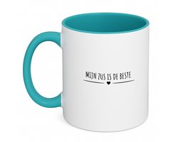 Hacebo® - Mijn zus is de beste koffiebeker turquoise - Zus - cadeau zus - thee mok - koffie beker - Leuk cadeau voor je zus om te geven - verjaardag zus - koffiemok - 350 ML inhoud