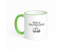 Hacebo® - Snelle hulpverlener koffiebeker met gekleurde rand groen - Verpleegkundige - Familie vrienden - thee mok - koffie beker - Cadeau - koffiemok - 330 ML