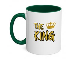 Hacebo® - The king koffiebeker donker groen - Koning - iemand die zich voelt als een koning - thee mok - koffie beker - verjaardagscadeau - kroontje - kado - gift - geschenk - koffiemok - 350 ML inhoud