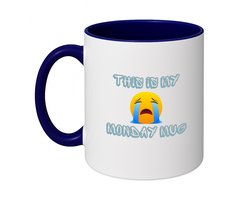 Hacebo® - This is my monday mug koffiebeker donker blauw - Quotes - maandag - thee mok - koffie beker - dit is mijn maandag mok - verjaardagscadeau - kado - gift - geschenk - huil emoji - koffiemok - 350 ML inhoud