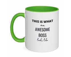 Hacebo® - this is what an awesome boss looks like koffiebeker groen - Collega - cadeau collega - thee mok - koffie beker - cadeau - cadeau werkgever - baas - koffiemok - 350 ML inhoud