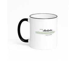 Hacebo® - voor de allerbeste schoonmoeder van de wereld koffiebeker met gekleurde rand zwart - de beste schoonmoeder - thee mok - koffie beker - Moeder cadeautjes - moederdag - verjaardagscadeau - verjaardag - cadeau - koffiemok - 330 ML