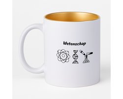 Hacebo® - Wetenschap koffiebeker met goud kleurige binnenkant - Wetenschap - de beste wetenschapper - thee mok - koffie beker - Scheikunde docent - Onderzoek - Laboratorium - koffiemok - 330 ML