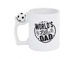 Hacebo® - World's best dad koffiebeker met voetbal wit - Papa - Best dad - thee mok - koffie beker - Vaderdag cadeautje - Cadeau voor papa - Verjaardag - Geschenk - Cadeau - Gift - koffiemok - 330 ML