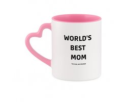 Hacebo® - world's best mom It's true we checked koffiebeker met hart oor roze - Mama - werelds beste moeder - thee mok - koffie beker - Moeder cadeautjes - moederdag - verjaardag - geschenk - kado - koffiemok - 330 ML