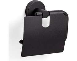 Haceka Kosmos Toiletrolhouder - met klep - mat zwart