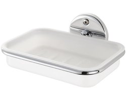 Haceka zeephouder chroom met inzet wit