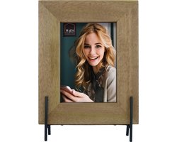 HAES DECO - Houten Fotolijst Cordoba in rustiek bruin voor 1 foto 10x15 cm staand/verticaal (formaat 17,5 x 26 cm) - SP11815