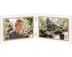 HAES DECO - Houten Fotolijst Duo Fevik in wit met bruin voor 2 foto's 10x15 - CV964HS