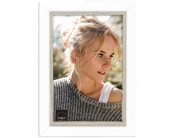 HAES DECO - Houten Fotolijst Fevik in wit met grijs voor 1 foto 13x18 - CD557HS