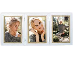 HAES DECO - Houten Fotolijst Triple Fevik in wit met bruin voor 3 foto's 10x15 - TP11215