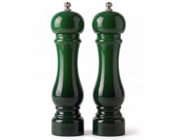 Hage - Handmatige Zout- en Pepermolenset - Zout- en Peperstrooier - Peper & Zout - Keramisch Maalwerk - Verstelbare Maalgraad - 100ml - Ø5.5 x 22 cm - Flesgroen