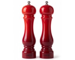 Hage - Handmatige Zout- en Pepermolenset - Zout- en Peperstrooier - Peper & Zout - Keramisch Maalwerk - Verstelbare Maalgraad - 100ml - Ø5.5 x 22 cm - Rood