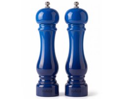 Hage - Handmatige Zout- en Pepermolenset - Zout- en Peperstrooier - Peper & Zout - Keramisch Maalwerk - Verstelbare Maalgraad - 100ml - Ø5.5 x 22 cm - Blauw