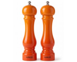 Hage - Handmatige Zout- en Pepermolenset - Zout- en Peperstrooier - Peper & Zout - Keramisch Maalwerk - Verstelbare Maalgraad - 100ml - Ø5.5 x 22 cm - Oranje