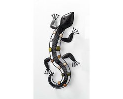 Hagedis - Kleur steen - 52 cm - Bruin - Metaal - Buiten - Binnen - Wanddecoratie - Muurdecoratie