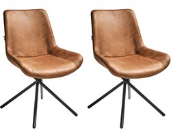 HAILEY - Eetkamerstoel set van 2 - Goudbruin - Kunstsuède
