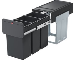 Hailo 0310-300 EcoLine Design Trio L Inbouwafvalemmer 3x10L Met 3 Compartimenten Zwart